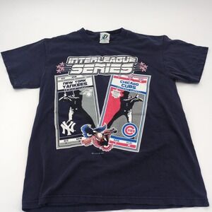 Vintage 2003 Dynasty Yankees Cubs Interleague Series T Shirt Navy Blue Size M
